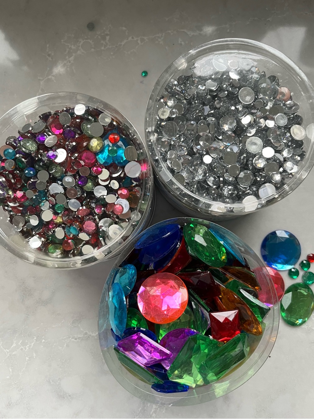 Crafting jewels. 3 containers, one never opened. Great condition.